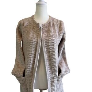 Magnolia Grace Cardigan Sweater Women SZM Textured Beige Open Front Knit Classic